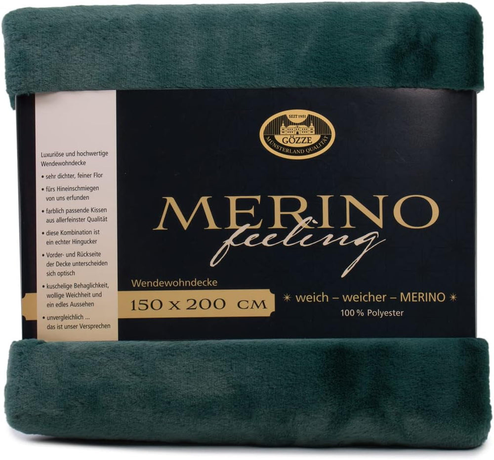 Gözze - Pătură confortabilă, Reversibilă, Densitate mare 600 G/M², 150 X 200 Cm - Verde închis Paturi si Cuverturi Besuche den Gözze-Store Verde închis 150 X 200 Cm