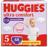 Huggies Ultra Comfort, Pannolini Mutandine, Taglia 5 (12-17 kg), Confezione da 68 Pannolini Mutandine