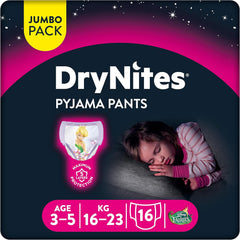 Indumenti da notte per ragazze Huggies DryNites, 3-5 anni (16-23 kg), 2 x 16 pezzi