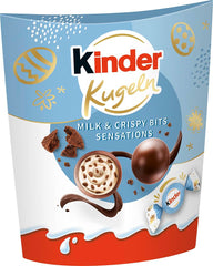 Kinder Balls Milk & Crispy Bits Sensations 90g – Palline di cioccolato al latte con ripieno al latte e gocce di cacao – Cioccolato pasquale, dolci pasquali – Regalo e souvenir pasquale