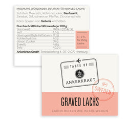 Salmone Graved Ankerkraut (Svezia), Mischung würzender Ingredient für Fisch, Salmone Graved schwedischer, 120 g in vetro di sughero