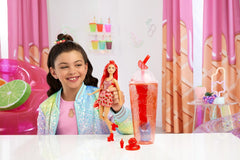 Barbie Pop Reveal Fruit - păpușă cu păr roșcat în aromă de pepene roșu, 8 surprize, fată squishy parfumată, păr și machiaj care își schimbă culoarea, pentru copii de la 3 ani, HNW43 Papusi Naty Shop