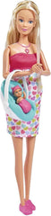 Simba 105733480 - Zainetto Steffi Love, bambola incinta con bebè e suoni fantastici, accessori bebè e marsupio, bambole singole Pink Naty Shop