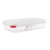 03352 Recipiente de depozitare a alimentelor din polipropilenă, cu capac, GN 1/3, 2,5 l, 65 mm, cu mâner, 4 bucăți Cutii depozitare alimente Naty Shop Titlu implicit