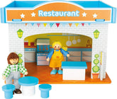 Small Foot 10852 Playhouse Restaurant Fabricat din lemn, Cu 2 figurine pentru păpuși, accesorii și acoperiș detașabil, De la 3 ani Casute de papusi Naty Shop Restaurant