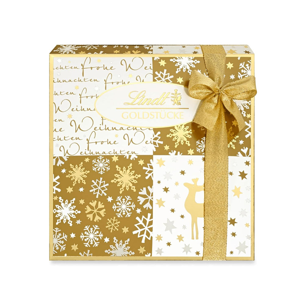 Cioccolata Lindt | Scatola di praline in pezzi d'oro | 180 g| 18 praline in 10 assortimenti come pregiato assortimento di praline, alcune con alcol | Confezione regalo premium con praline natalizie