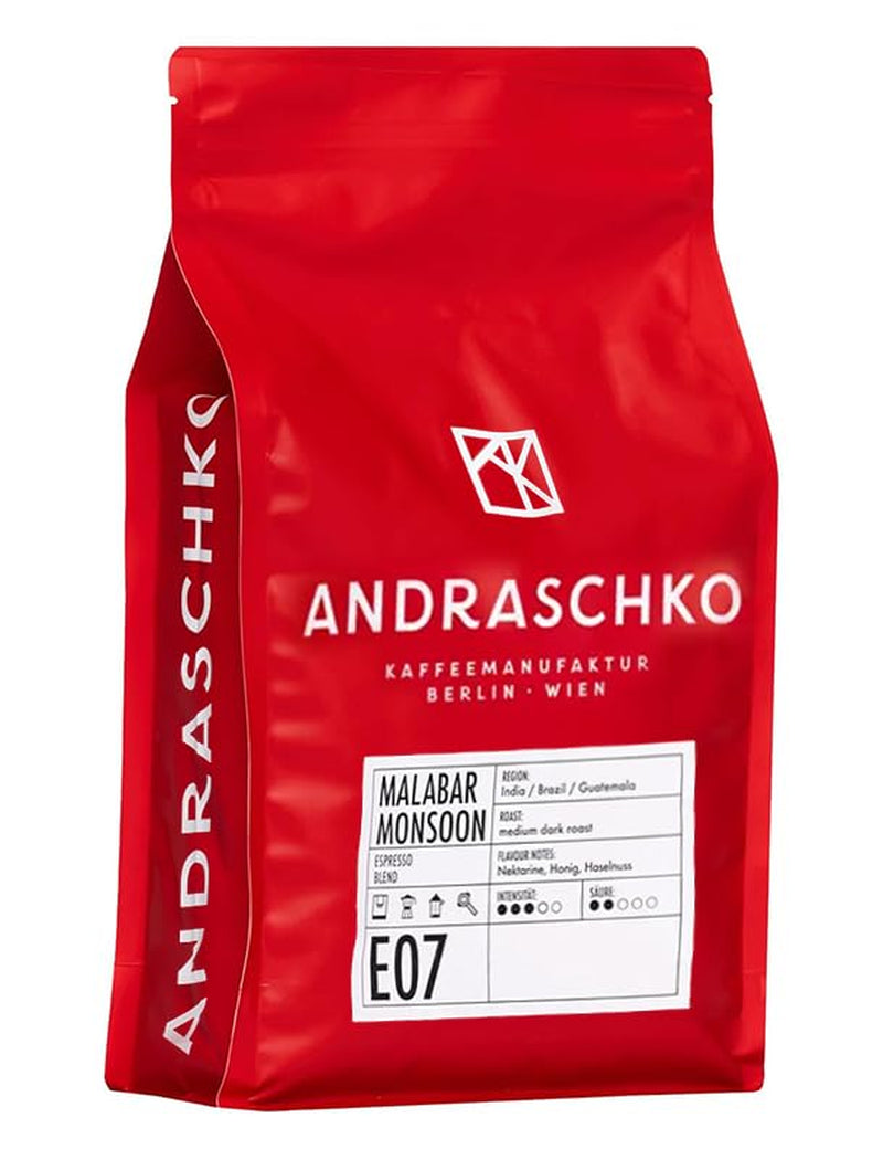 Malabar Monsoon Espresso Blend - 100 % Arabica aus Indien, Brasilien & Guatemala - säurearm & ausgewogen mit Nektarine, Honig & Haselnuss - ganze Bohnen, medium dark roast - 1kg
