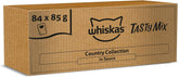 Hrană umedă Whiskas Adult 1+ Colecția Tasty Mix Country în sos, 84 pliculețe, 84 x 85g (1 pachet vrac) – Hrană umedă de înaltă calitate pentru pisici adulte