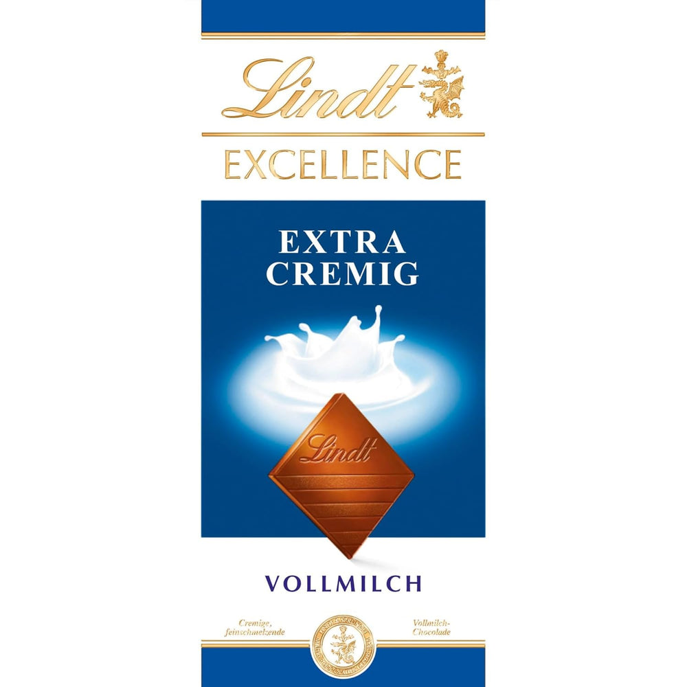 Lindt EXCELLENCE Cioccolato Al Latte Extra Cremoso | Barretta 100g | Cioccolato al latte pregiato e pregiato dal gusto cremoso e lattiginoso | Aroma intenso e persistente | Regalo di cioccolato