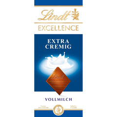 Lindt EXCELLENCE Cioccolato Al Latte Extra Cremoso | Barretta 100g | Cioccolato al latte pregiato e pregiato dal gusto cremoso e lattiginoso | Aroma intenso e persistente | Regalo di cioccolato