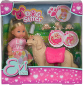 Simba 105733072 - Evi Love Dog Sitter, cu câine și trei căței, accesorii, păpușă de modă, 12 cm, pentru copii cu vârsta de 3 ani și peste