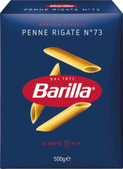 Pasta Barilla Classica Penne Rigate Nr. 73 di semola di grano duro di alta qualità, sempre al dente (1 x 500 g)