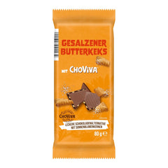 Biscuite cu unt sărat și ChoViva, baton de 80g, făcute din alternativă la ciocolată cu semințe de floarea-soarelui