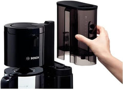 Espressor cu filtru Bosch Styline TKA8013, senzor de aromă, carafă din sticlă cu conservare a aromei 1,25 L, pentru 10-15 cești, oprire automată, sistem de detartrare, sistem anti-picurare, suport pentru filtru rotativ, 1160 W, negru