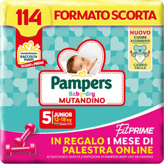Pannolini Pampers Baby Dry Pants e Fit Prime Maxi, taglia 138, taglia 4 (8-15 kg), 1 mese gratis online in palestra