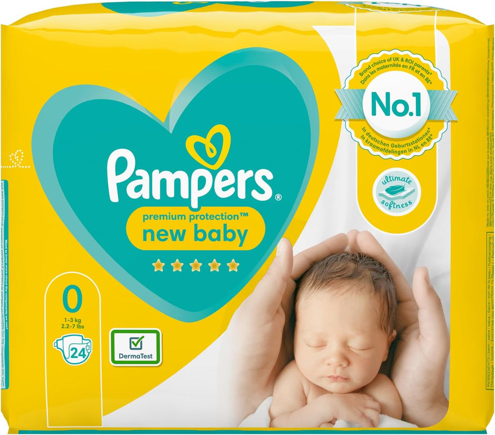 Pannolini Pampers per neonati taglia 0 (1,5-2,5 kg) protezione premium, 24 pezzi, comfort e protezione Pampers Softest