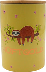 Dekohelden24 Cutie ceramică elegantă pentru depozitare/cafea/alimente proaspete/biscuit Hüftgold. Motivul: leneș. Dimensiuni: H/Ø 15,6 x 11 cm. Cutii depozitare alimente Naty Shop Leneș