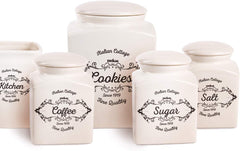 Excelsa cutie de biscuiți, ceramică, alb fildeș, Capacitate: 3 litri Cutii depozitare alimente Naty Shop