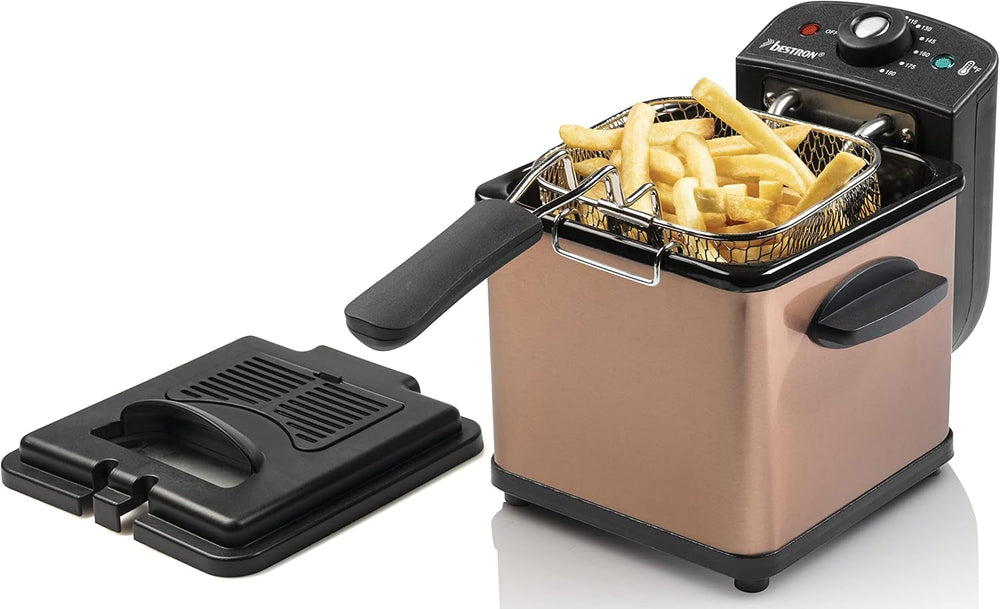 Friggitrice ad olio Bestron, Mini friggitrice per 1 porzione di patate fritte, pesce o crocchette Elettrodomestici Naty Shop Copper