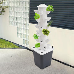 Torre idroponica da 30 capsule, sistema di coltivazione idroponica da giardino, kit di coltivazione idroponica verticale a 6 livelli, torre aeroponica con pompa di idratazione, adattatore e letto di semina (Grigio)