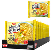 Nissin Ramen - Pollo al forno tailandese Confezione da 10 noodles istantanei in stile asiatico Ricetta tailandese Cibo asiatico facile e veloce (10 x 65 g)