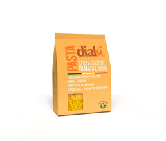 Paste Dialsi în formă de stea, paste fără gluten din porumb și orez, trase în bronz, ingrediente 100% italiene, fără aditivi, se gătește în 8-9 minute, pachet de 300g