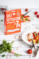 Tăiței Fettuccine Konjac Bio Shirataki Diet-Food - 300g, cu conținut scăzut de carbohidrați, fără zahăr, keto, vegan, cu conținut scăzut de calorii, fără gluten și fără ouă, preparați din făină de Konjac