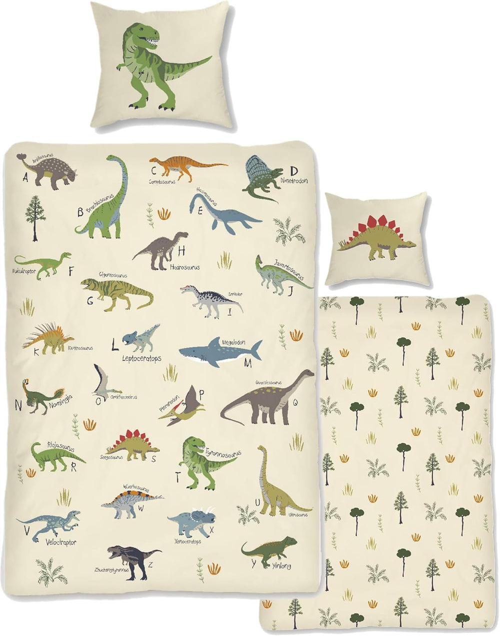 Skybrands Dino Bedtuchen 135X200 Jungen Bedtuchen Dinosaurier Baumwolle 2Tlg Kinder Bedtuchen Dinosaurier 135X200 + Beutel Naty Shop Titolo predefinito