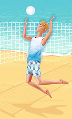Păpușă Simba Steffi Love Beach Kevin, Kevin în costum de baie cu tricou și minge de volei, complet articulată, 30 cm, vârste 3+