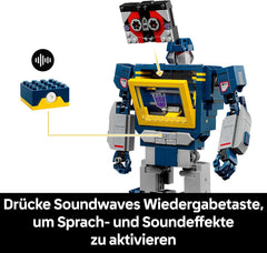 LEGO Icons Transformers: Soundwave Set für Erwachsene - Modellbau mit verwandelbaren Figuren inkl. Laserbeak & Ravage sowie einem Soundstein - Sammlerstück & Geschenk für Fans - 10358