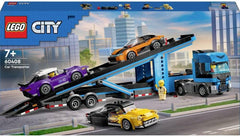 LEGO City Car Transporter cu mașină sport, set de 4 mașini de jucărie pentru băieți și fete de la 7 ani, cadou de Crăciun sau aniversare, 4 minifigurine pentru jocuri de rol 60408 Seturi de constructie Besuche den LEGO-Store