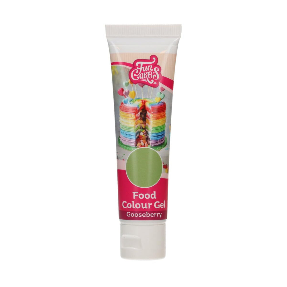 Colorant alimentar Funcakes Gel Gooseberry: Colorant alimentar foarte concentrat pentru aluat, cremă, fondant și marțipan. Dozare ușoară. Picătură individuală pentru a crea culori vibrante. Halal. 30 g.