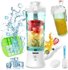 Mixer Smoothie Maker to Go, Mini Standmixer Tragbar Mit 6-Klingen Edelstahl, Enstafter Mit Reisedeckel, Frullatore portatile USB Elektrisch Bottiglia da 600 ml, Mixer Shaker Slushy Maker Wasserdichter Bucatarie Naty Shop