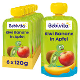 Kiwi Banane in Apfel Quetschie (6 x 120g), ohne Zuckerzusatz, glutenfrei, ideal für unterwegs und selbständiges Snacken