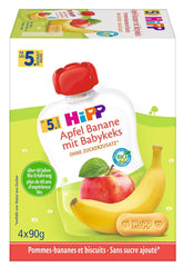Buste Hipp per neonati, porridge di frutta, pesche mango in banana con avena, frutta 100% biologica senza zuccheri aggiunti, 4 x 4 buste da 90 g Mother and Child Naty Shop 4 x 4 buste da 90 g Banana con mele e biscotti per bambini