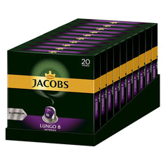 Kaffeekapseln Lungo Intenso, Intensität 8 von 12, 10 x 20 Getränke & Kaffeekapseln Krönung Crema, 200 Nespresso kompatible Kapseln, 10er Pack, 10 x 20 Getränke, 1040 g