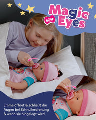 BABY Born Emma - păpușă bebeluș 43 cm - 10 funcții, inclusiv accesorii și saltea - Funcționează complet fără baterii - Potrivită pentru copii cu vârsta de 3 ani și peste