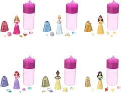 Păpuși Disney Princess Color Reveal - 6 surprize, activate cu apă, accesorii, pentru copii cu vârsta de 3 ani și peste, Ariel, Tiana, Mulan, Cenușăreasa, Belle, Aurora, HPX39