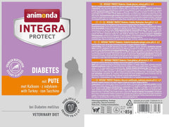 Animonda INTEGRA PROTECT hrană umedă pentru pisici diabetice cu carne de curcan (24 x 85g), recomandată de medicii veterinari pentru diabet zaharat, o hrană dietetică completă pentru pisici adulte, dezvoltată împreună cu medicii veterinari.