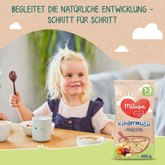 Milupa copii muesli fructe fine - cereale mic dejun muesli de la 1 la 3 ani, fara adaos de zahar, 4 x 400g Mama si Copilul Naty Shop