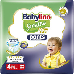 Pannolini Sensitive Cotton Soft, taglia 4, Pantaloni Maxi (7-13 kg), 22 pezzi