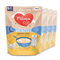 Porridge di latte Milupa Gentle Start - Cereali per neonati senza glutine, senza olio di palma - Senza conservanti e coloranti - Dai 5 mesi - 4 x 400 g