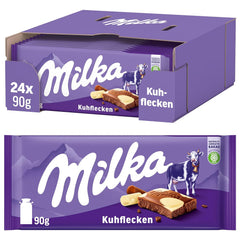 Milka Cow Spots – Cioccolato al latte alpino con cioccolato bianco con motivo a macchie di mucca – 24 x 90 g