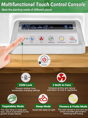 Kit di coltura idroponica da 17 capsule per giardino di erbe con 102 luci di coltivazione a spettro completo da 28 W e 2 ventole per giardino interno con serbatoio della pompa dell'acqua