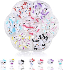 Talisoane 3D pentru unghii cu pisici, sclipici pentru unghii, paiete, talisoane pentru unghii din rășină, pietre prețioase pentru unghii, diamante pentru nail art, inclusiv stick de ceară pentru unghii cu strasuri (pisică colorată)