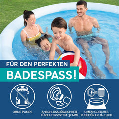 Piscină Bestway Fast Set, fără pompă, albastră, 366 x 76 cm, fără accesorii