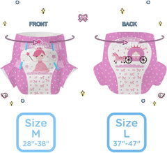 CutiePlusU Pannolini per adulti, 10 pezzi, mutandine per incontinenza usa e getta con lenzuolo per donne e uomini, massima assorbenza durante la notte - Piccola principessa (taglia grande 94-119 cm)