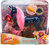 Simba 109483043 - Mia and Me Unicorn Înstelat 25 cm, Cal de Jucărie cu Stele pe Corp care Strălucesc în Întuneric și o Perie pentru Coafarea Părului, Vârste 3+
