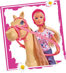 Simba 105730939 - Steffi Love Turul Călăriei, în costum de călărie, cu 2 cai, păpușă complet articulată, păpușă de modă, 29 cm, pentru copii cu vârsta de 3 ani și peste