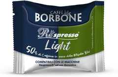 Caffè Borbone Respresso, Light-Kaffeemischung, 50% weniger Koffein als die Blaue Mischung - 50 Kapseln - Kompatibel mit Nespresso®* Haushalts-Espressomaschinen